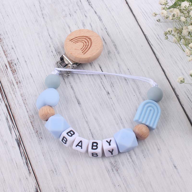 Nuevo bebé suministros de dibujos animados Arco Iris chupete clip calmante bebé Arco Iris silicona mordedura molar chupete cadena