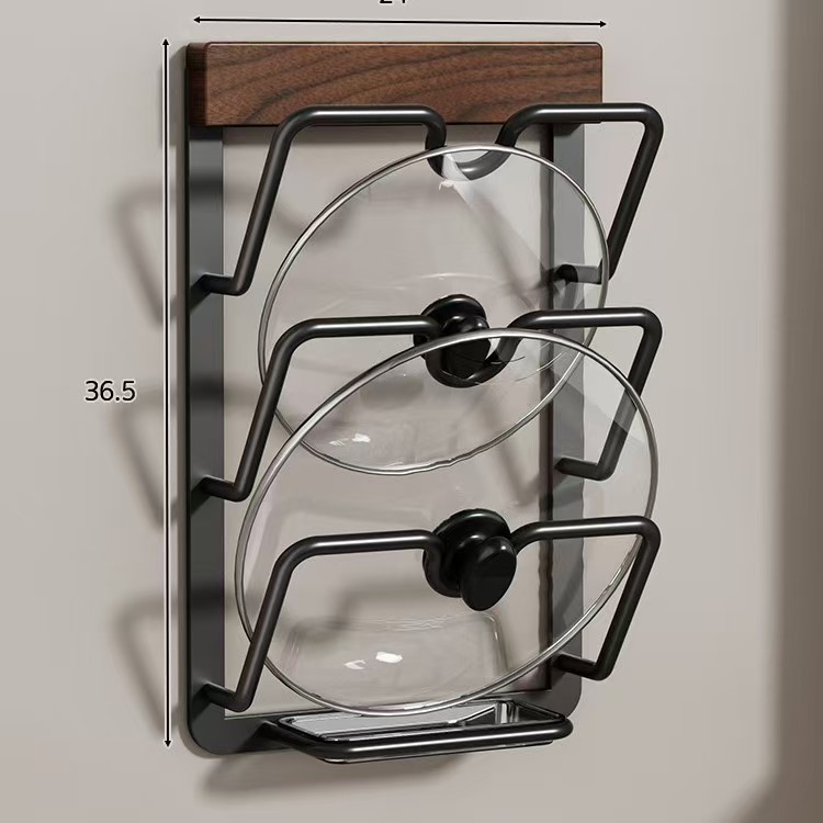 Black walnut-three-layer pot lid rack-gun gray