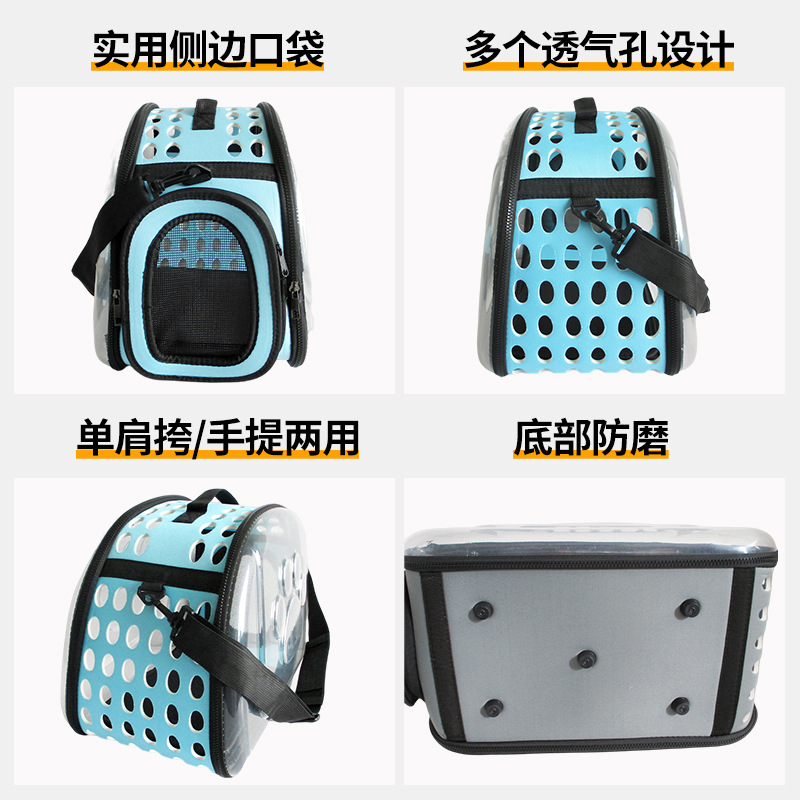 Crossbody Outdoor Pet Bag Breathable Portable Pet Carrier Bag Cat Backpack Foldable Transparent Cat Bag Large Capacity Wholesale