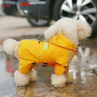 Dog Raincoat Four-Legged Waterproof Cross-Border New Small and Medium-Sized Dog Reflective All-Inclusive Pet Raincoat Teddy Poncho