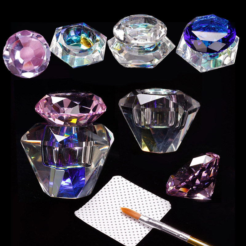 Nuevo estilo transfronterizo de alta calidad nail art bowknot taza de cristal cuadrada taza de lavado de lápices taza de cristal líquido