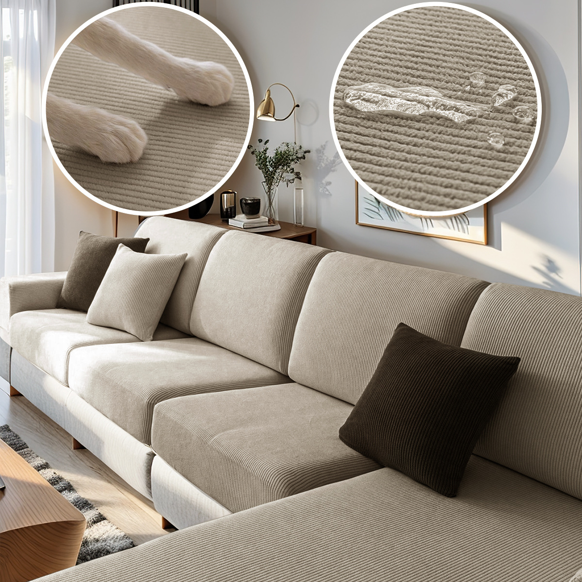 Amazon transfronterizo impermeable La Mao de seda sofá cojín cubierta elástica de color sólido anti-gato agarre sofá cubierta sofá