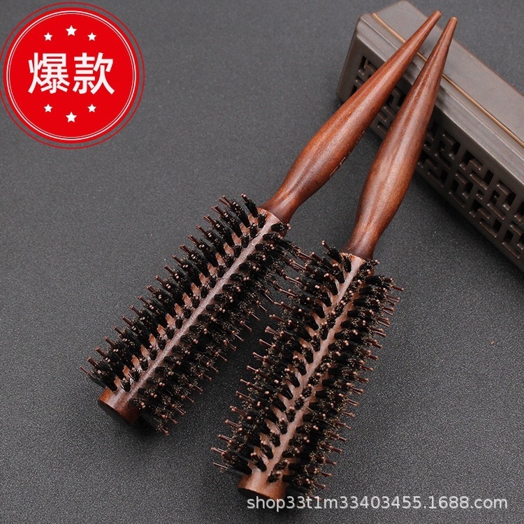 無垢材猪毛カーリングコーム、インナーバックルストレートヘアローリングコーム、ビッグウェーブシリンダーコーム、マッサージコーム、スタイリングヘアスムージングコーム|undefined