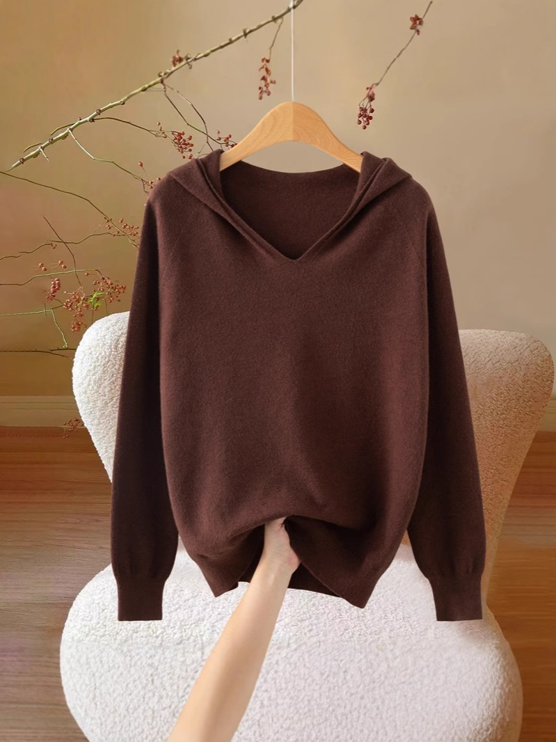 Demi-season woolen hoody, sweater, knitted long-sleeve, sleeves, hoodie 3