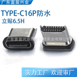 Type-C16P Waterproof Seven-Level Female Base Vertical Sticker 6.8 High Zinc Alloy Top Glue Double Row Patch USB Female Head