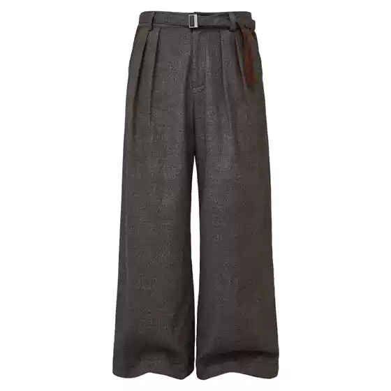 Autumn and Winter Lazy Style Houndstooth Suede Belt Wide-Leg Casual Pants Loose Slimming Draped Floor-Length Pleated Dress Pants