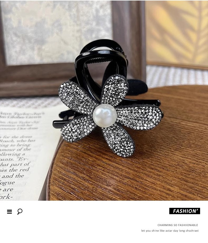 Elegante Blumen Haarspange Mit Strass Und Perlen Für Damen_voghion.com