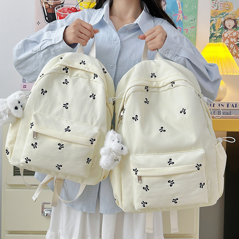 Ins Style New High-Looking Fresh and Sweet Candy-Colored Bow Backpack Junior High School Student Lightweight Backpack Female