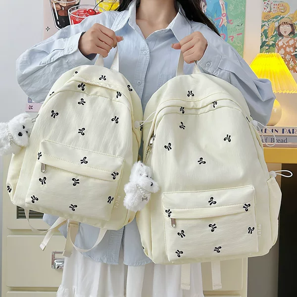 Ins Style New High-Looking Fresh and Sweet Candy-Colored Bow Backpack Junior High School Student Lightweight Backpack Female