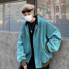 帆布水洗夹克男2024春秋季新款美式复古重磅宽松连帽短款情侣外套