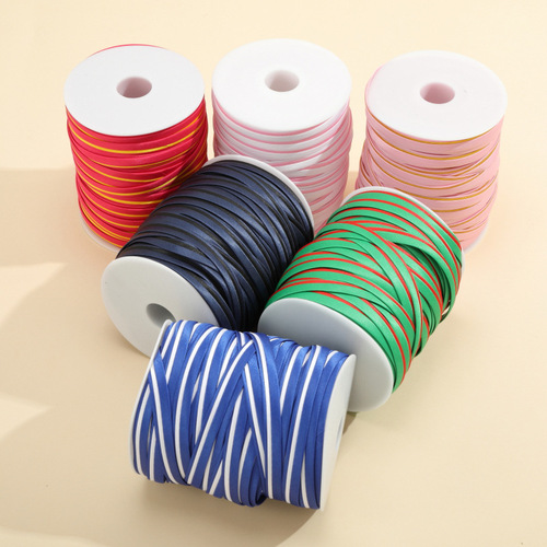 Self-finished Cheongsam border edge binding strip two-color silk ribbon wrinkle-resistant border imitation silk rolled edge crepe Hanfu weaving tape Tang suit accessories