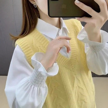 质感早春秋季爆款女装马甲针织背心女士韩版百搭毛衣V领宽松马夹