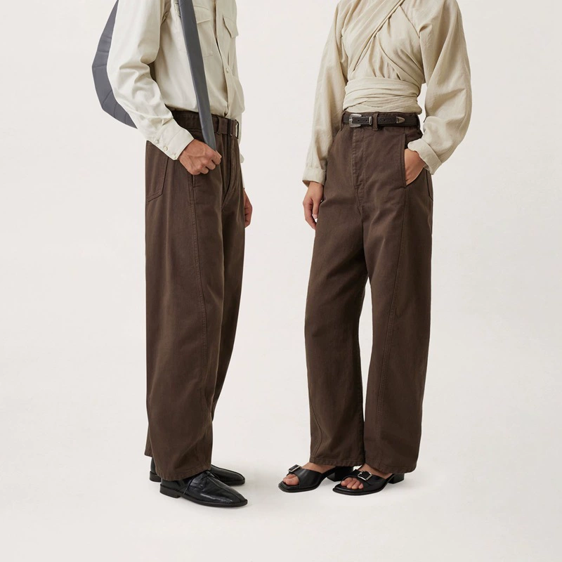 Джинсы с закрученным швом в европейском и американском стиле, весна-осень 2025, новые повседневные свободные прямые брюки с поясом для мужчин и женщин