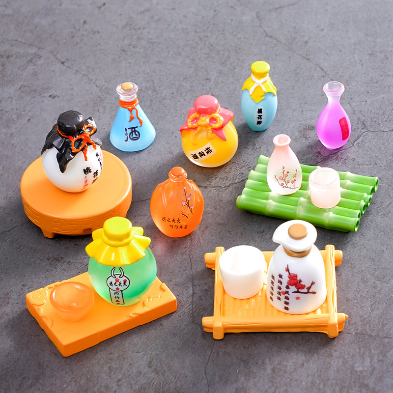 中国のクリエイティブな模擬食品おもちゃ発光桃の花詰め金木犀酒 DIY 装飾アクセサリー撮影と造園小さな装飾品|undefined