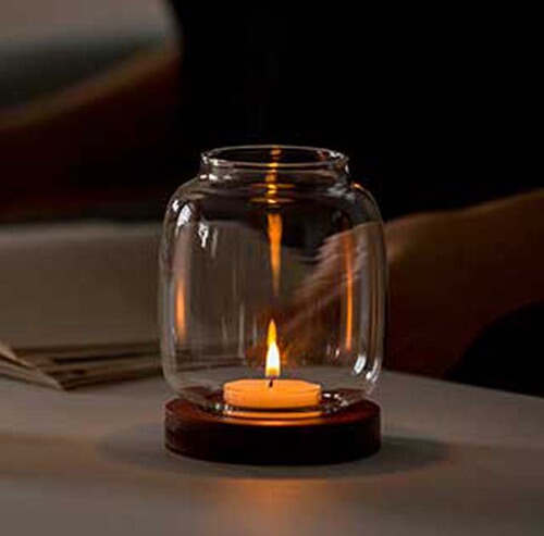 Glass candlestick ornaments, household Chinese-style aromatherapy wax hood, retro special electronic small candlelight, romantic Zen light luxury
