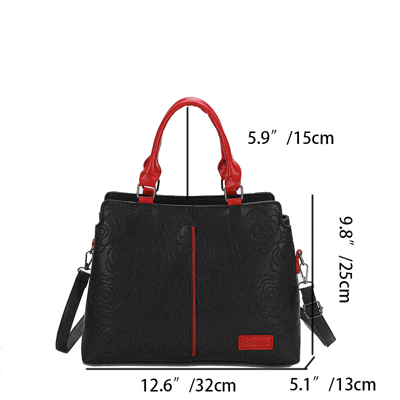 2024 new cross-border handbag, a large-capacity single-shoulder cross-border bestseller with soft leather embossed single-shoulder for women Specification drawing