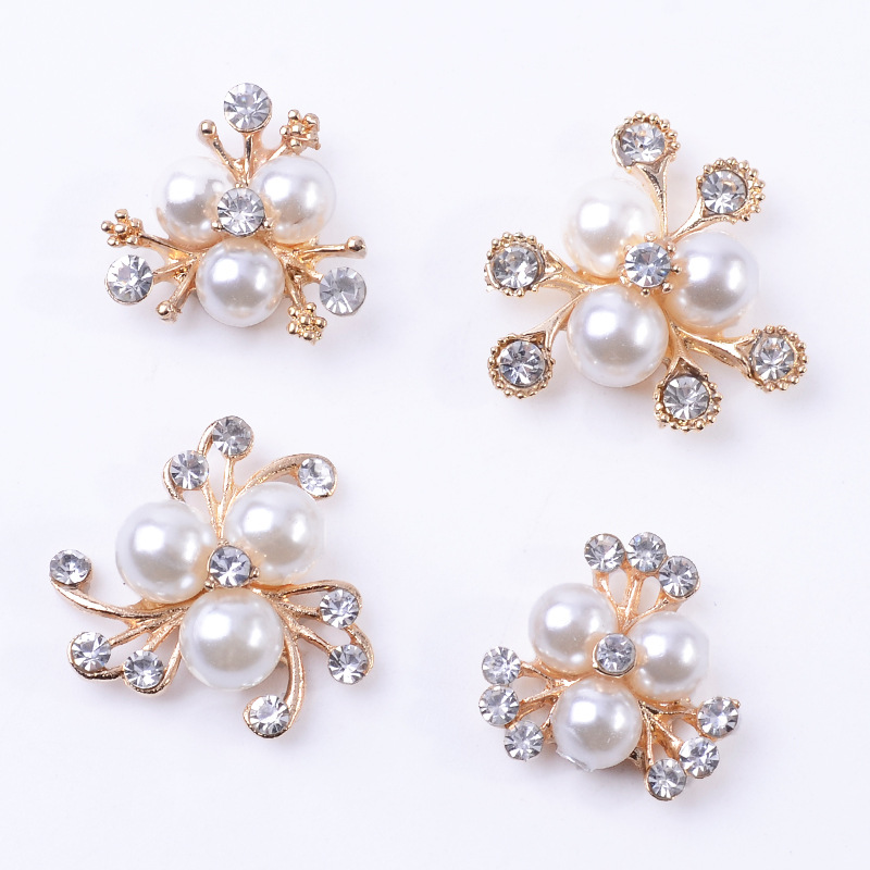 多款花心珍珠合金发饰配件diy手工花盘钻扣头饰配件现货批发