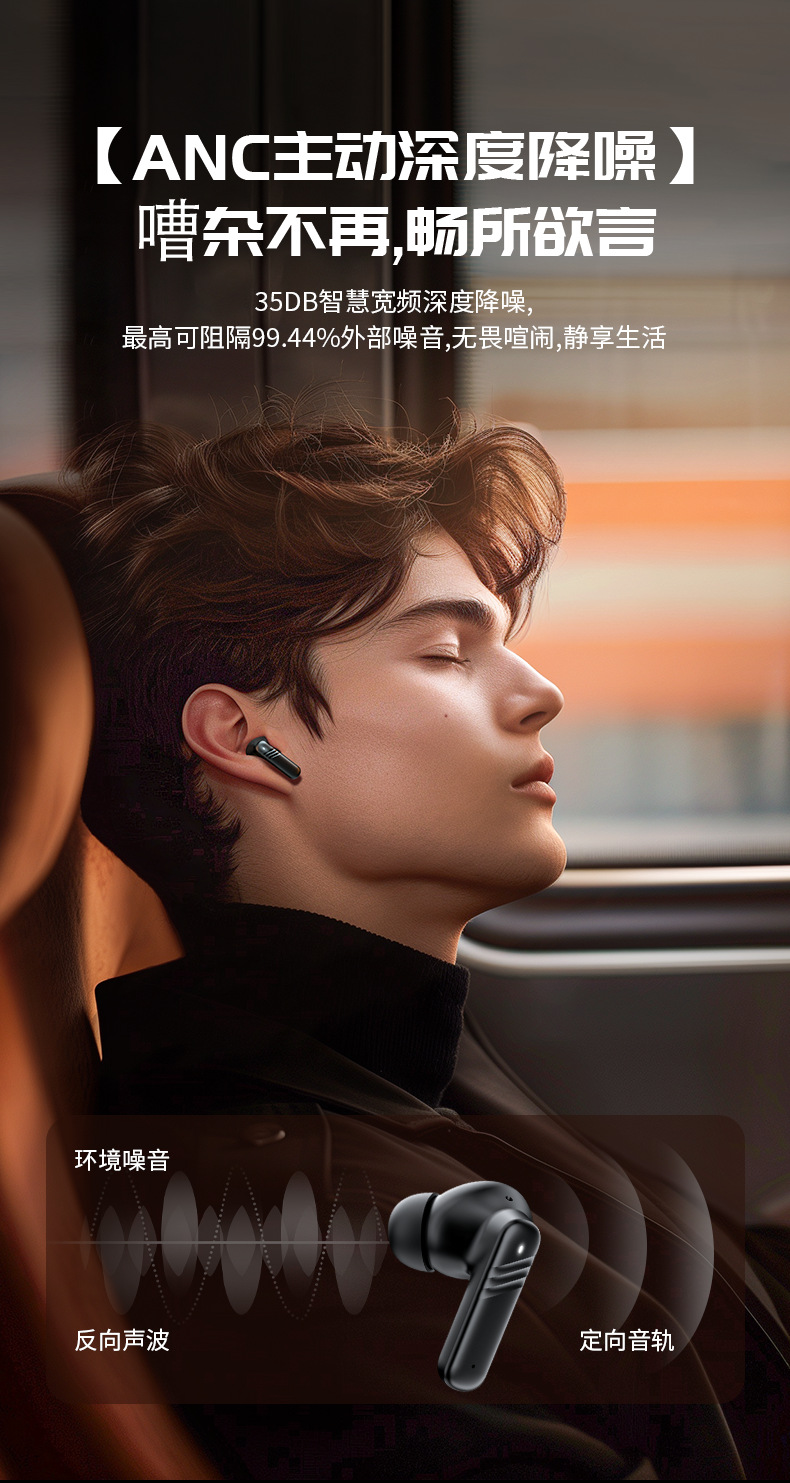 LCD smart color screen touch noise reduction Bluetooth earbuds in-ear Bluetooth wireless headphones ANC+ENC new exclusive model