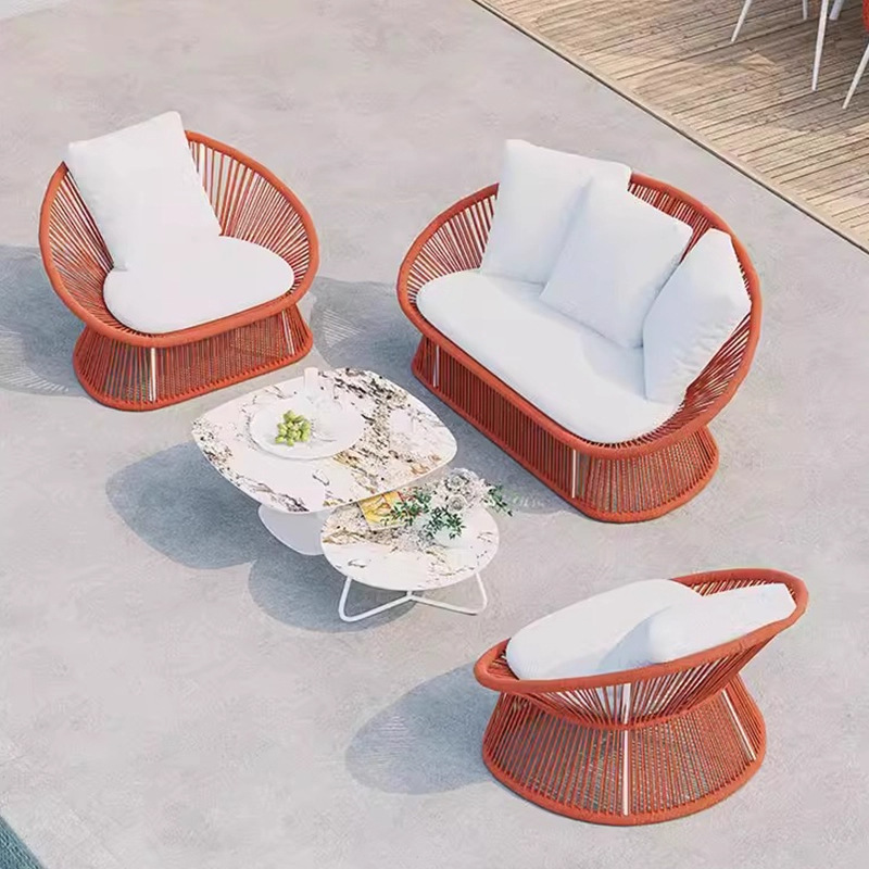 Sofá de caña al aire libre patio muebles de ocio aleación de aluminio balcón impermeable al aire libre sofá de caña