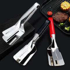 A set of 304 stainless steel steak tongs, kitchen fish spatula, household multi-purpose thick pan turner and clip
