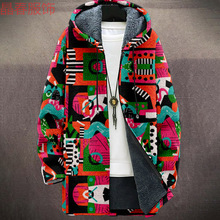 欧美男士夹克跨境秋冬棉服长袖长款舒适保暖数码印花多种图案通勤