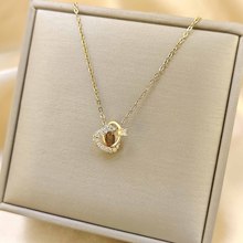 网红同款高颜值项链圆素圈镶钻满钻爱心百搭奢华轻奢可调节锁骨链