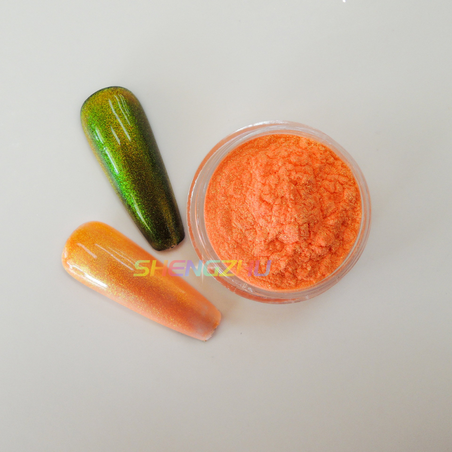 美甲超亮荧光霓虹粉 冰透极光彩虹霓虹粉 指甲裸色幻彩人鱼珍珠粉