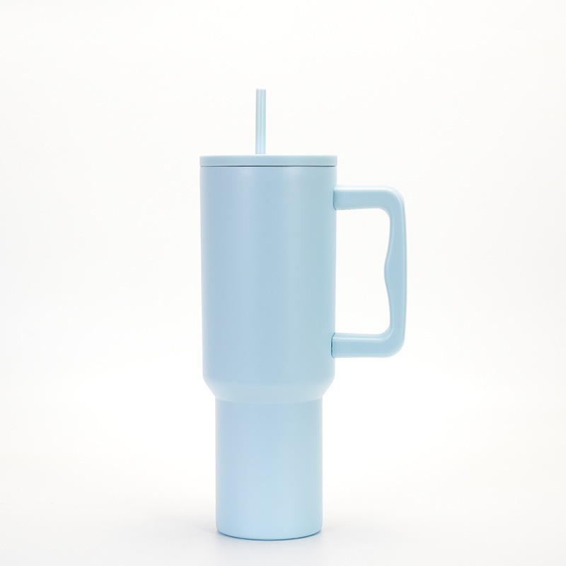 Vaso para coche de 40 oz de tercera generación de Amazon, vaso portátil para exteriores con asa, vaso de doble capa con aislamiento al vacío para frío y calor, vaso portátil para exteriores