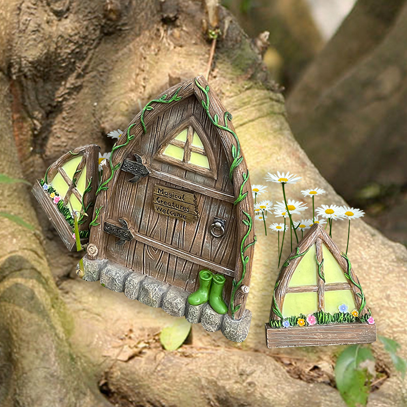 Elf Luminous Door and Window Ornaments  Creative Decoration Garden Desktop Resin Crafts  New Handmade