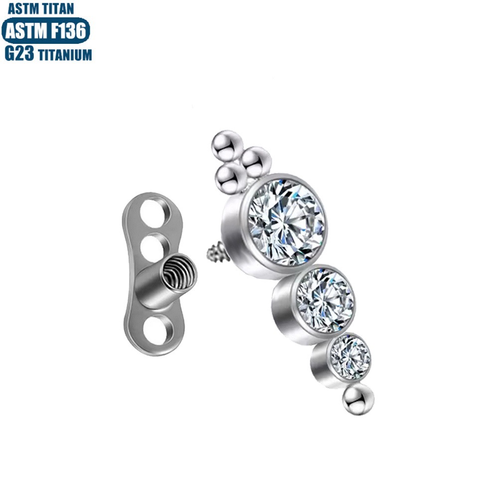Silver pointed spike labret stud material detail