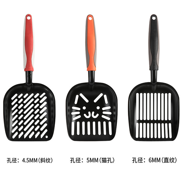 Metal de acero inoxidable aleación de aluminio gato arena pala multicolor mascota gato pala mierda artefacto gran mango de madera inodoro