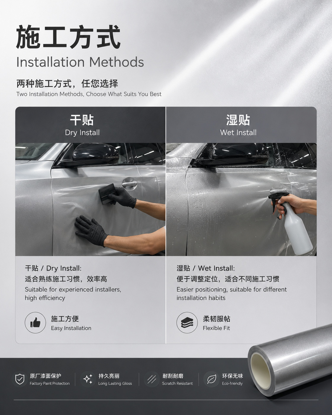 Source Factory Tpu Colored Car Wrap Gt Silver Color Change Film Car Color Change Film Pet Car Body Wrap Film Wholesale in Stock