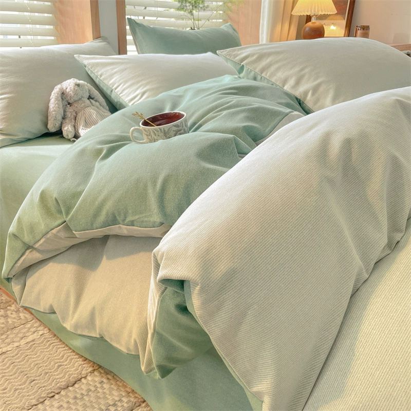 Новый зимний комплект постельного белья из смесовой ткани с начесом, однокомпонентный пододеяльник 150x200x230 см, хлопок, комплект из четырех предметов для одеяла 220x240 см