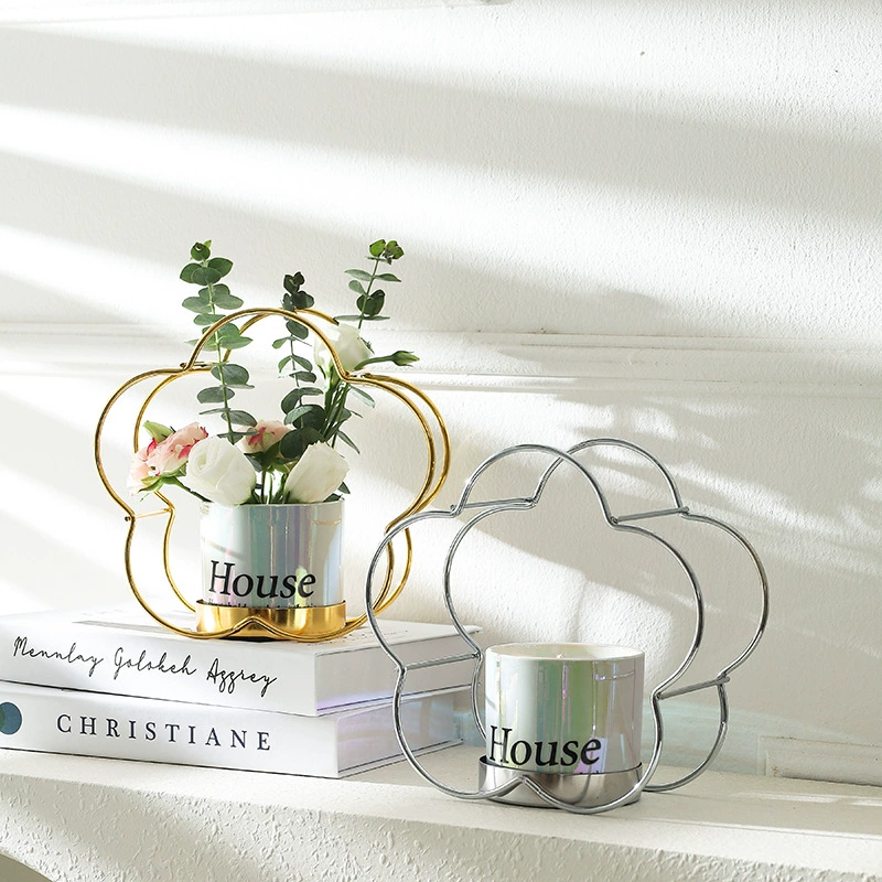 Скандинавская ваза-цветочница в форме лепестка, железная ваза, керамическая ваза для суккулентов, гидропонная ваза для цветов, креативная ваза для ресторана и демонстрационного зала