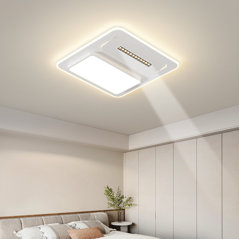 Sala de estar lámpara de techo rectangular moderna y minimalista lámpara de dormitorio redonda ultra delgada led paquete de lámparas de espectro completo