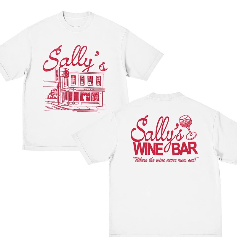 Summer Retro Y2K Vintage Sally's Bar T-Shirt, Men's and Women's Fashion Hip-Hop Short-Sleeve Cotton Casual Streetwear