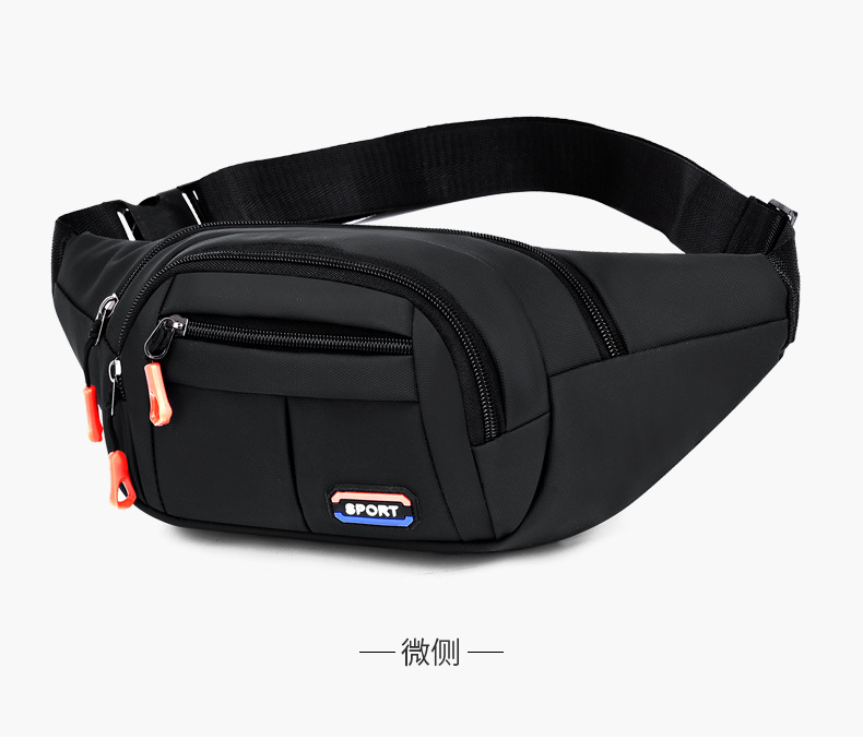 New leather waterproof waist bag for men, casual, simple and large-capacity cash register change crossbody bag, retro sporty chest bag undefined