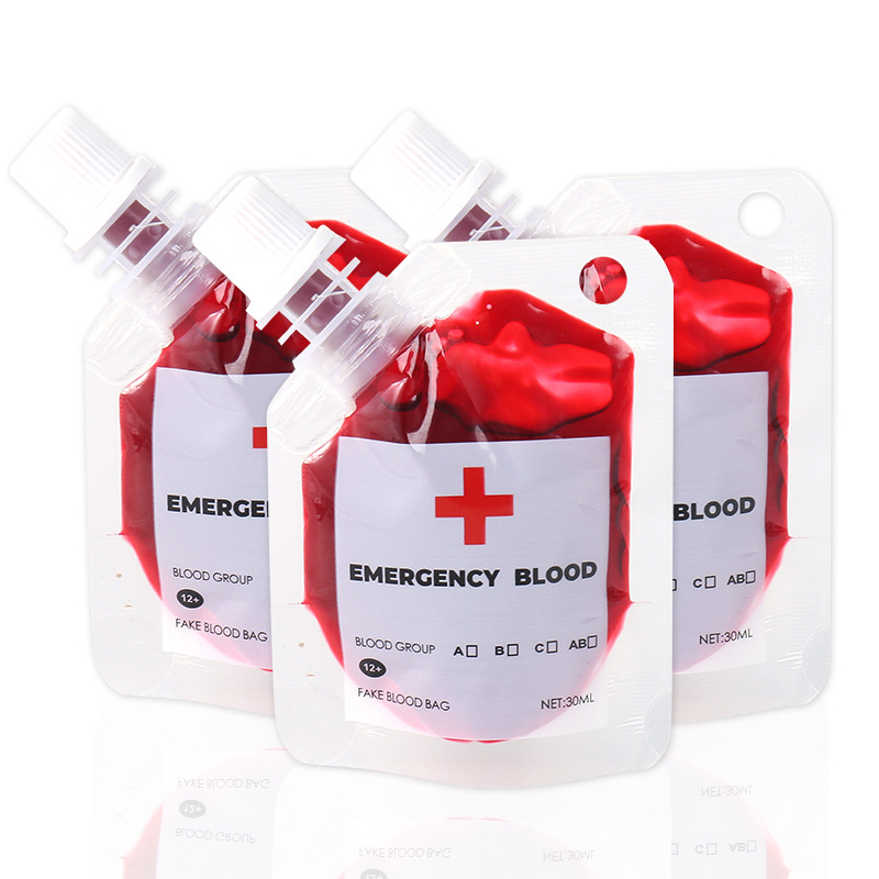 Halloween sangre falsa bolsa de sangre cos props vampiros zombis sangre plasma realista props vomitar sangre