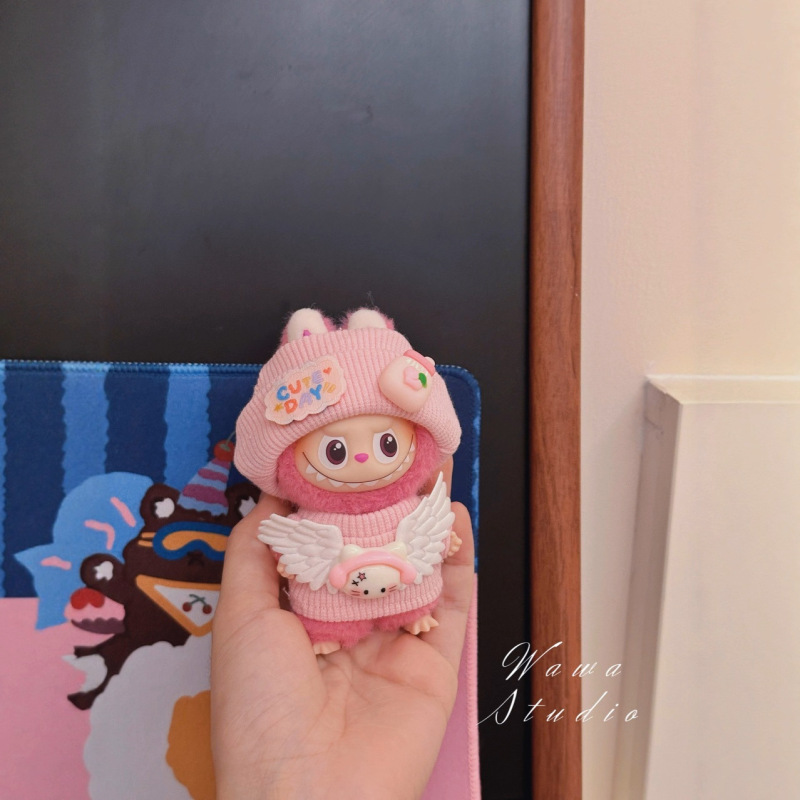 迷你版4.0LABUBU搪胶脸毛绒盲盒玩偶衣服套装小鼻嘎心底密码四代|undefined