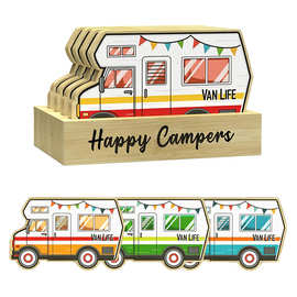 工厂直销竹制杯垫创意不规则卡通隔热垫可定 制小汽车造型防烫垫