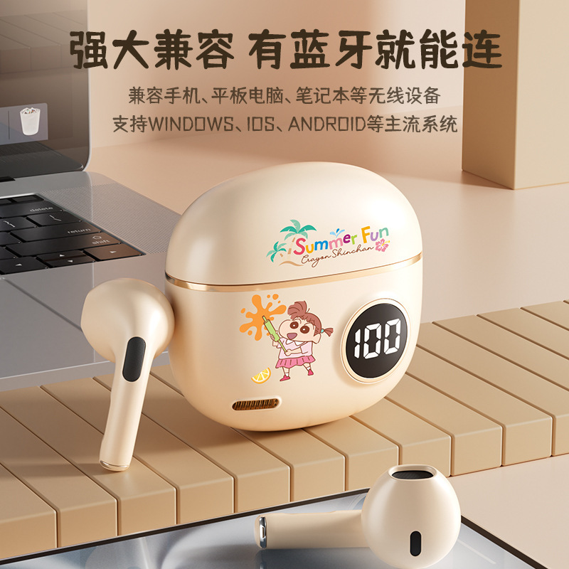 クレヨンしんちゃん S190 ワイヤレスBluetoothイヤホン ノイズキャンセリング 音楽鑑賞 シンちゃん漫画 インイヤー型 超長持ちバッテリーイヤホン|undefined