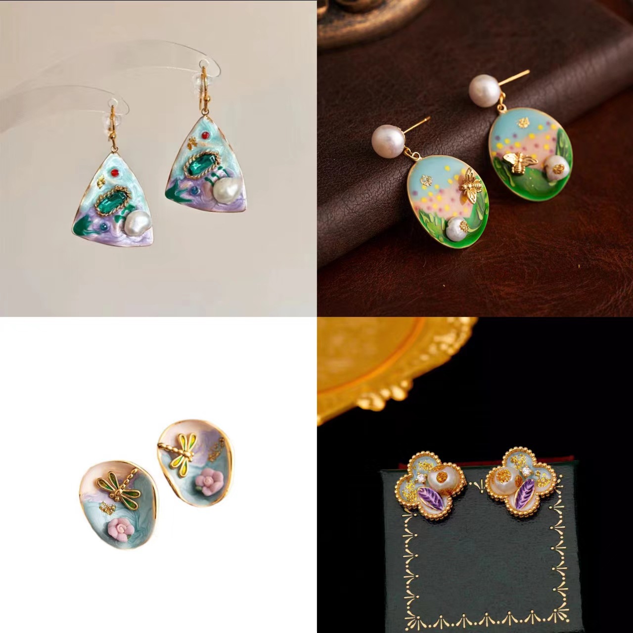 Retro small design fashionable sophisticated earrings