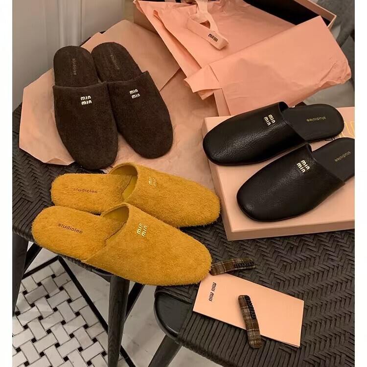 Grape mother studiolee autumn wear mi n fashionable Baotou lazy one-foot Mueller flat slippers women