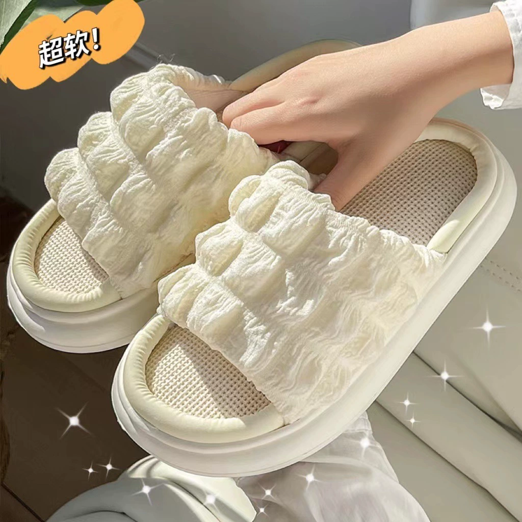 Льняные тапочки Four Seasons в японском стиле, Нескользящие сандалии с толстой подошвой, впитывающие пот, Нескользящие тапочки, дезодорант, бесшумная простая домашняя одежда