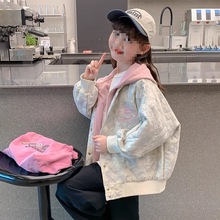 女童外套秋冬款2025新款儿童洋气时髦加厚冬装女孩假两件夹克上衣