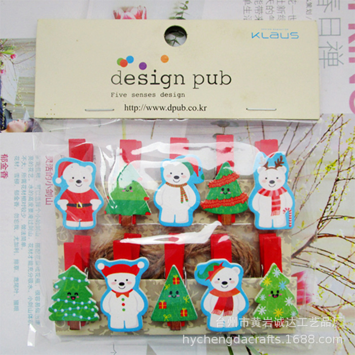 漫画のクリスマスギフト、ペンダント、写真壁、木製工芸品、ホームペンダント、カード、小さな木製クリップのコレクション|undefined