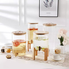 大容量带龙头饮水桶餐厅商用透明果汁饮料桶冷热水壶玻璃密封罐