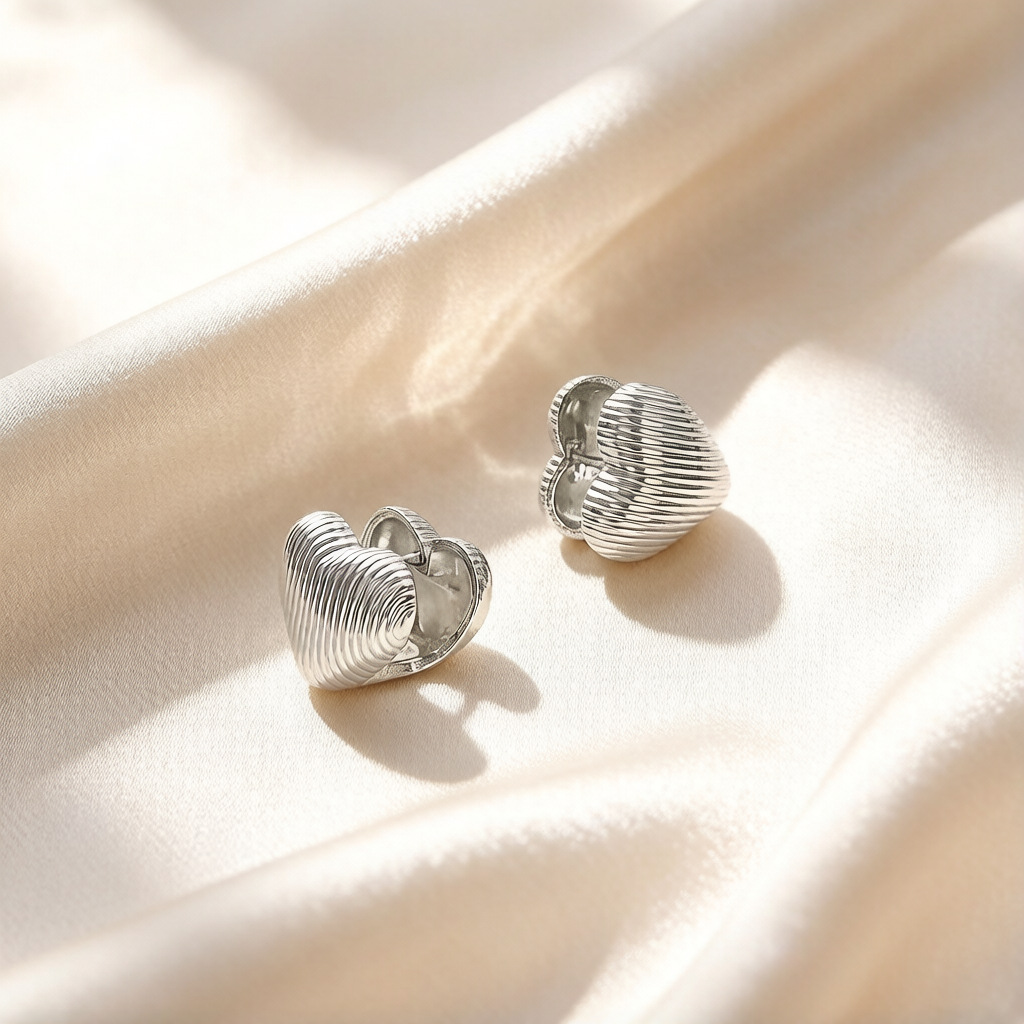 geometric earrings heart-shaped heart shaped stainless steel