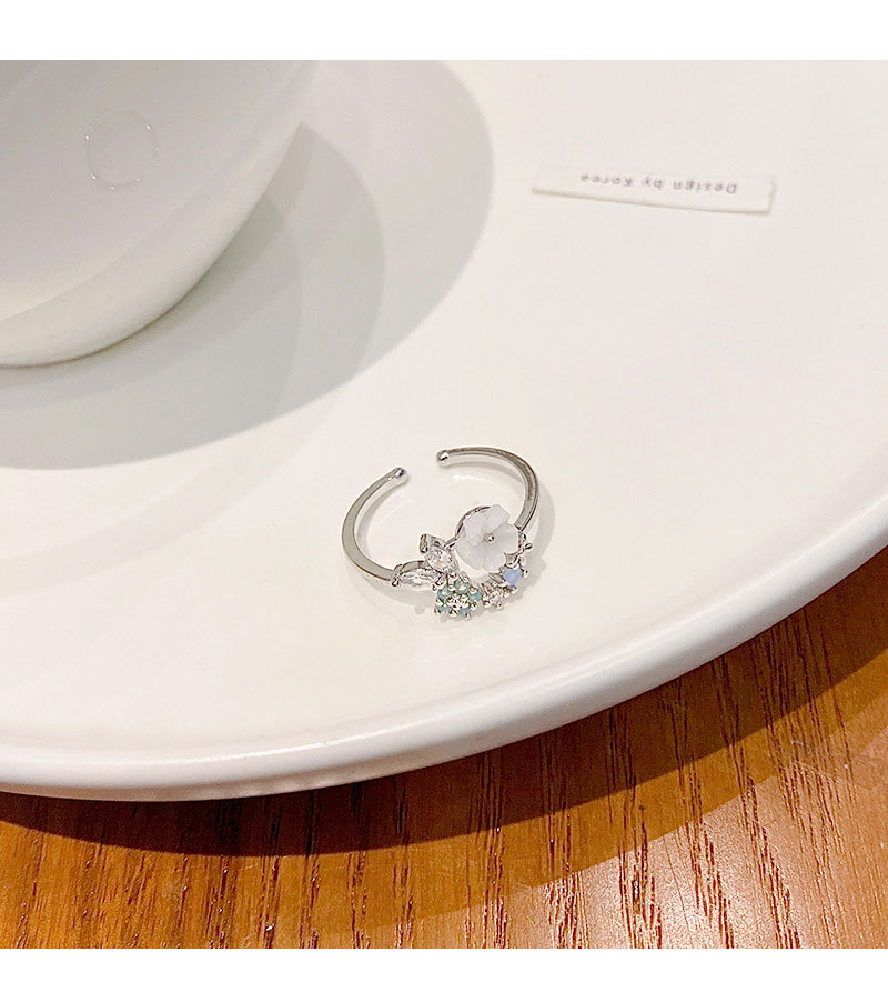Fashion Flower Copper Plating Zircon Open Ring