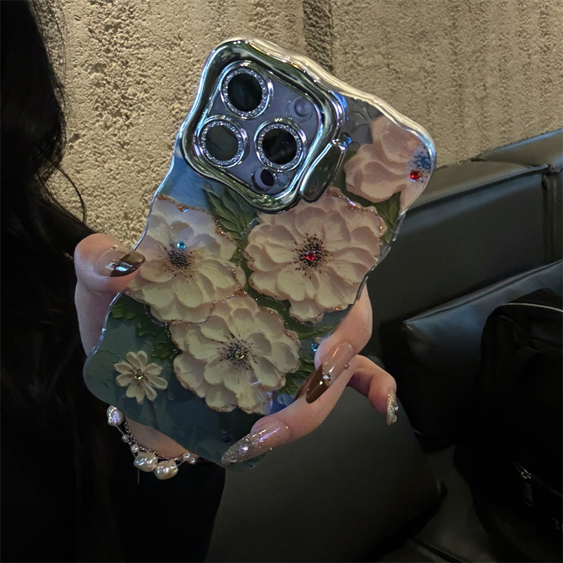 Blu-ray Point Diamond Flower 16ProMax Soporte de lente iphone15 para Apple 14 funda para teléfono móvil 13 hembra 15PM